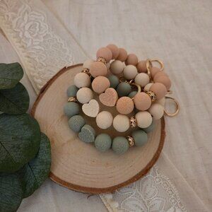 Embossed Heart Wristlet Keychain